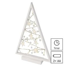 Emos LED dekorace – svítící stromeček s ozdobami, 40 cm, 2x AA, vnitřní, teplá bílá, časovač