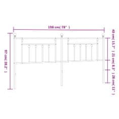 Greatstore Kovové čelo postele černé 193 cm