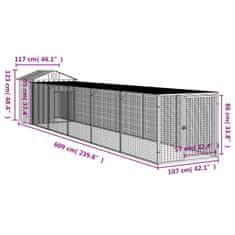 Vidaxl Kurník s výběhem antracitový 117x609x123 cm pozinkovaná ocel