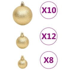 Vidaxl 111dílná sada vánočních ozdob zlatá polystyren