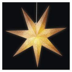 Emos Vánoční hvězda papírová závěsná se zlatými třpytkami na okrajích, bílá, 60 cm, vnitřní