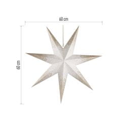 Emos Vánoční hvězda papírová závěsná se zlatými třpytkami na okrajích, bílá, 60 cm, vnitřní