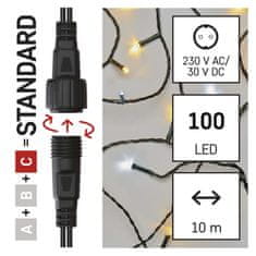 Emos Standard LED spojovací vánoční řetěz blikající, 10 m, venkovní, teplá/studená bílá