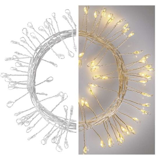 Emos LED vánoční nano řetěz – ježek, 2,4 m, 3x AA, vnitřní, teplá bílá, časovač