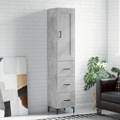 Greatstore Skříň highboard betonově šedá 34,5x34x180 cm kompozitní dřevo