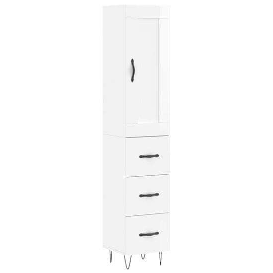 Vidaxl Skříň highboard bílá s vysokým leskem 34,5x34x180 cm kompozit