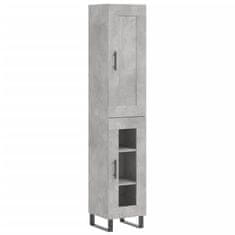 Greatstore Skříň highboard betonově šedá 34,5x34x180 cm kompozitní dřevo