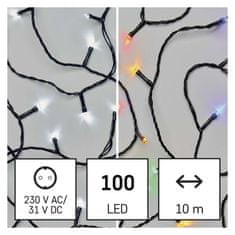 Emos LED vánoční řetěz 2v1, 10 m, venkovní i vnitřní, studená bílá/multicolor, programy