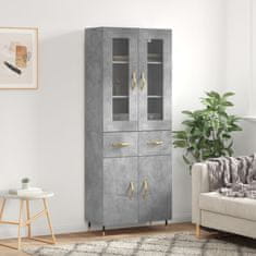 Greatstore Skříň highboard betonově šedá 69,5x34x180 cm kompozitní dřevo