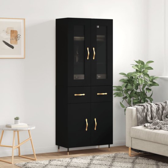 Vidaxl Skříň highboard černá 69,5 x 34 x 180 cm kompozitní dřevo