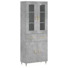 Greatstore Skříň highboard betonově šedá 69,5x34x180 cm kompozitní dřevo