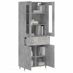 Greatstore Skříň highboard betonově šedá 69,5x34x180 cm kompozitní dřevo