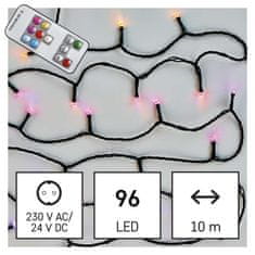 Emos LED vánoční řetěz, 10 m, venkovní i vnitřní, RGB, ovladač, programy, časovač