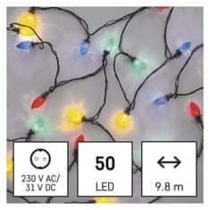 Emos LED vánoční řetěz, barevné žárovky, 9,8 m, multicolor, multifunkce