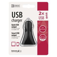 Emos Univerzální USB adaptér do auta 3A (28,5W) max.