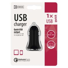 Emos Univerzální USB adaptér do auta 3A (18W) max.