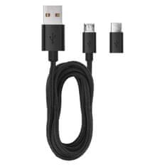 Emos USB adaptér do auta 2,1A + micro USB kabel + USB-C redukce