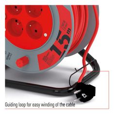 Emos Prodlužovací kabel na bubnu 15 m / 4 zásuvky / červený / PVC / 230 V / 1 mm2