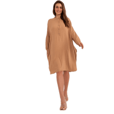 ITALY MODA Dámské šaty v midi délce HITA hnědé DHJ-SK-15506A.94P_401566 Univerzální