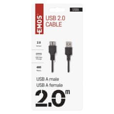 Emos USB kabel 2.0 A vidlice – A zásuvka 2m