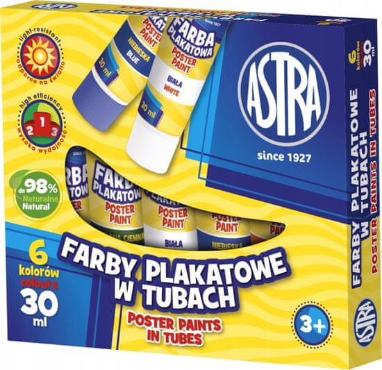 Astra Plakátové barvy ve školních tubách 6 barev 30 ml