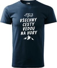 Hobbytriko Pánské tričko na hory - Všechny cesty vedou na hory! Barva: Tmavě šedý melír (12), Velikost: 4XL, Střih: pánský