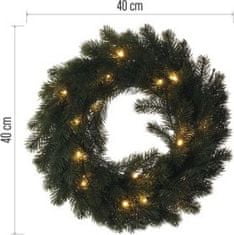 Emos LED vánoční věnec, 40 cm, 2x AA, vnitřní, teplá bílá, časovač