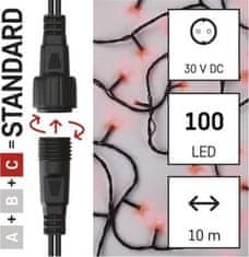 Emos Standard LED spojovací vánoční řetěz, 10 m, venkovní i vnitřní, červená