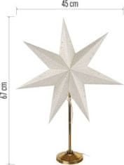 Emos Vánoční hvězda papírová se zlatým stojánkem, 45 cm, vnitřní