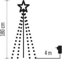 Emos LED vánoční strom kovový, 180 cm, venkovní i vnitřní, teplá bílá, časovač