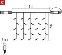 Emos Standard LED spojovací vánoční řetěz – záclona, 1x2 m, venkovní, studená bílá