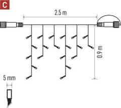 Emos Standard LED spojovací řetěz pulzující – rampouchy, 2,5 m, venkovní, červená/vintage