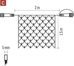 Emos Standard LED spojovací vánoční řetěz – síť, 1,5x2 m, venkovní, teplá bílá