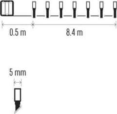 Emos LED vánoční řetěz, 8,4 m, 3x AA, venkovní i vnitřní, teplá bílá, časovač