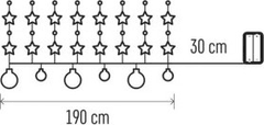 Emos LED vánoční girlanda, stříbrné koule s hvězdami 1,9 m, 2x AA, vnitřní, teplá bílá, časovač