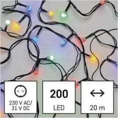 Emos LED vánoční cherry řetěz – kuličky, 20 m, venkovní i vnitřní, multicolor, programy