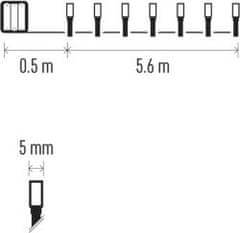 Emos LED vánoční řetěz, 5,6 m, 3x AA, venkovní i vnitřní, teplá bílá, časovač