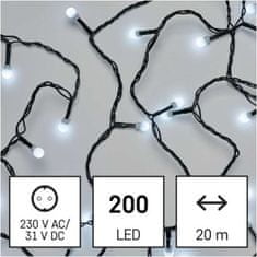 Emos LED vánoční cherry řetěz – kuličky, 20 m, venkovní i vnitřní, studená bílá, programy