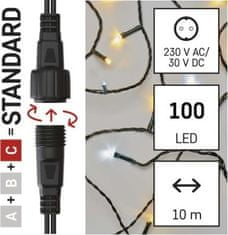 Emos Standard LED spojovací vánoční řetěz blikající, 10 m, venkovní, teplá/studená bílá