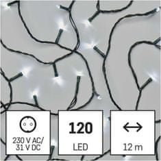 Emos LED vánoční řetěz, 12 m, venkovní i vnitřní, studená bílá, časovač