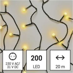 Emos LED vánoční cherry řetěz – kuličky, 20 m, venkovní i vnitřní, teplá bílá, časovač