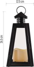 Emos LED lucerna černá, hranatá, 26,5 cm, 3x AAA, vnitřní, vintage