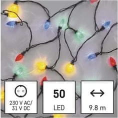 Emos LED vánoční řetěz, barevné žárovky, 9,8 m, multicolor, multifunkce