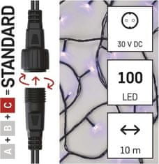 Emos Standard LED spojovací vánoční řetěz, 10 m, venkovní i vnitřní, fialová