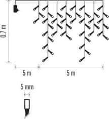 Emos LED vánoční rampouchy, 5 m, venkovní i vnitřní, studená bílá, ovladač, programy, časovač