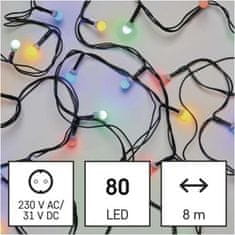 Emos LED vánoční cherry řetěz – kuličky, 8 m, venkovní i vnitřní, multicolor, časovač