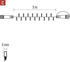 Emos Standard LED spojovací vánoční řetěz, 5 m, venkovní i vnitřní, studená bílá