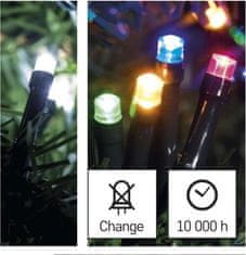 Emos LED vánoční řetěz 2v1, 10 m, venkovní i vnitřní, studená bílá/multicolor, programy