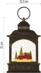 Emos LED dekorace – vánoční lucerna s autíčkem, 21 cm, 3x AA, vnitřní, teplá bílá, časovač