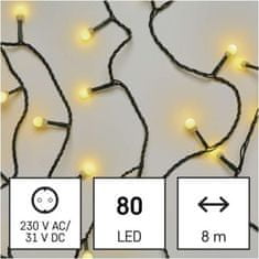 Emos LED vánoční cherry řetěz – kuličky, 8 m, venkovní i vnitřní, teplá bílá, časovač